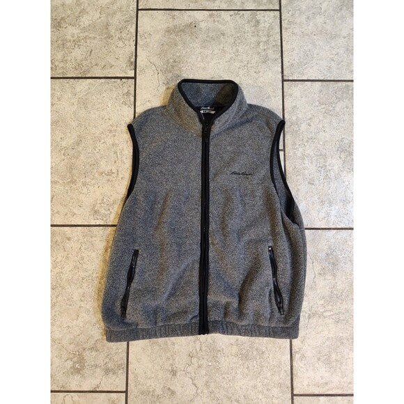 Eddie Bauer Ebtek Men Large Full Zip Fleece Vest Gray Polartec Vintage Gorpcore - Picture 9 of 14